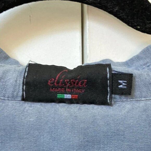 Elissia Fairyland Cotton Blend Washed Denim Look Oversize Popover Shirt - Picture 2 of 6